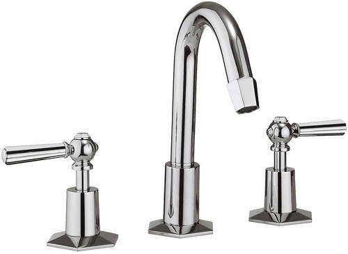Crosswater Waldorf 3 Hole Basin Tap, Tall Spout & Chrome Lever Handles.