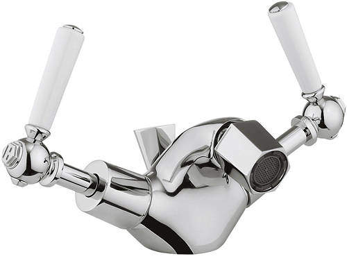 Crosswater Waldorf Bidet Mixer Tap With White Lever Handles.