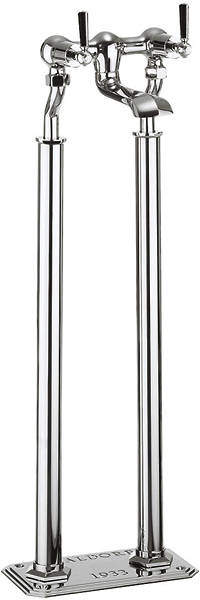 Crosswater Waldorf Floorstanding Bath Filler Tap With Black Lever Handles.