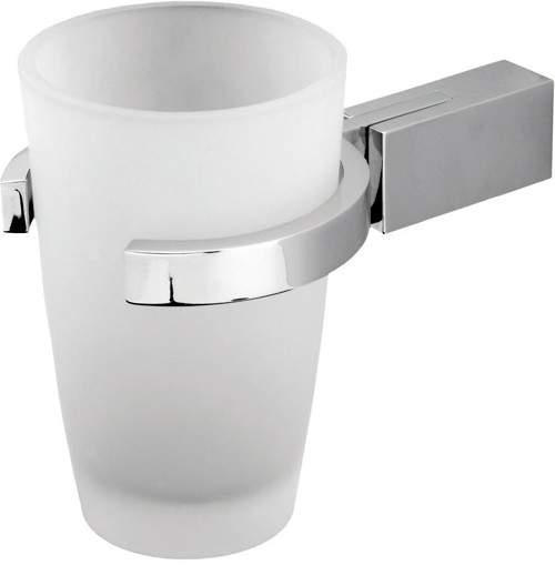 Deva Edge Glass Tumbler And Holder (Chrome).