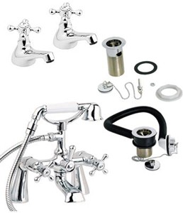 Deva Tudor Bathroom Tap Pack 2 (Chrome).