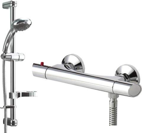 Deva Combi Modern Thermostatic Shower Kit (Chrome).