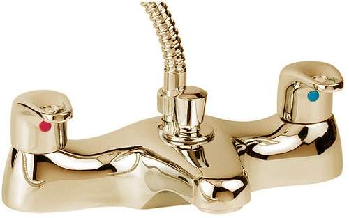 Deva Excel Bath Shower Mixer Tap With Shower Kit (Gold).