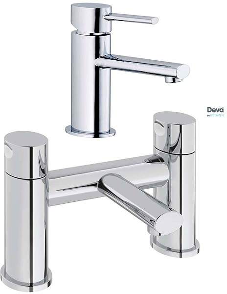 Deva Funky Basin & Bath Filler Tap Set (Chrome).