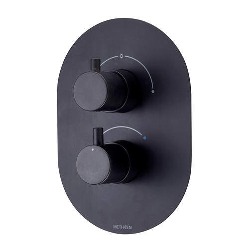 Methven Kaha Concealed Thermostatic Mixer Shower Valve (Black, 2 Outlets).