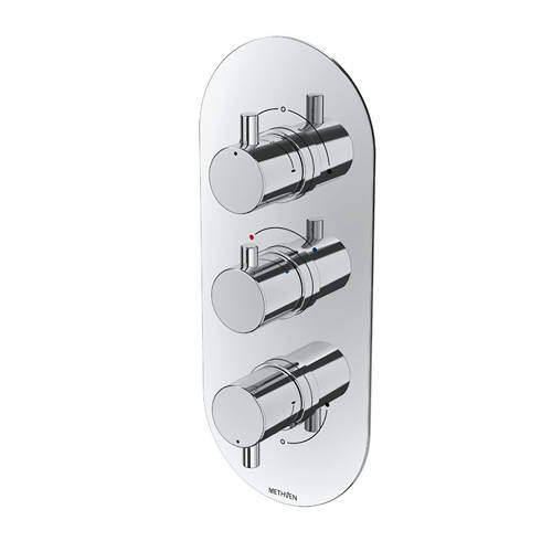 Methven Kaha Concealed Thermostatic Mixer Shower Valve (Chrome, 3 Outlets).