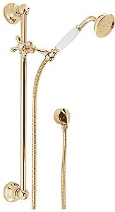 Deva Shower Kits Traditional Riser Rail With Handset & Union (Gold).