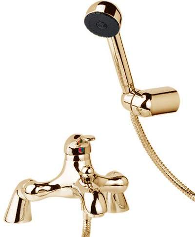 Deva Provence Bath Shower Mixer Tap With Shower Kit (Gold).