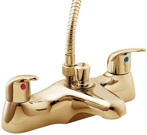 Deva Revelle Bath Shower Mixer Tap With Shower Kit (Gold).