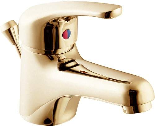 Deva Revelle Mono Basin Mixer Tap With Pop Up Waste (Gold).