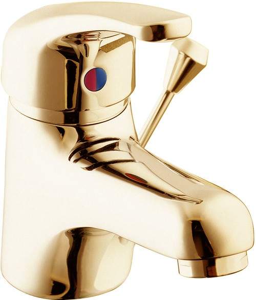 Deva Revelle Mono Basin Mixer Tap With Side Pop Up Waste (Gold).