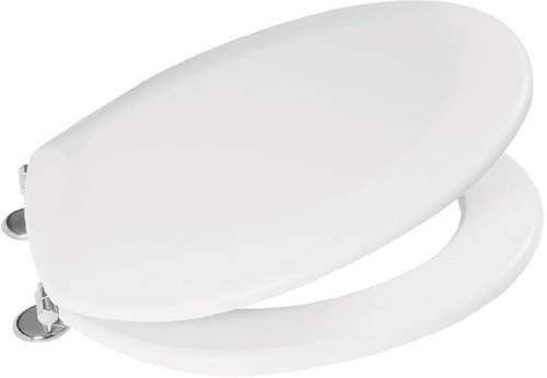 Deva Toilet Seats Toilet Seat With Stainless Steel Hinges (White, Plastic).