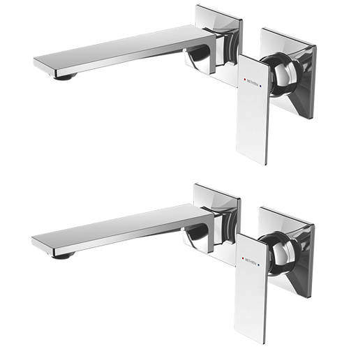 Methven Surface Wall Mounted Basin & Bath Mixer Tap Pack (Chrome).