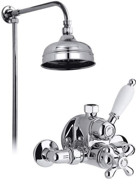 Vado Westbury Chrome thermostatic valve, rigid riser and 8" head.