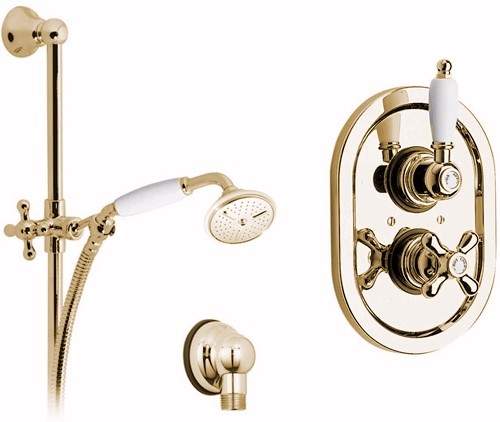 Vado Westbury Gold thermostatic shower valve & rail kit.