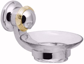 Vado Nautiq Wall Mounted Soap Dish with Gold Trim.