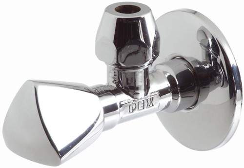 Vado Pex Chrome luxury pattern angle valve, 1/2", 10mm compression.