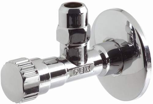 Vado Pex Chrome plated mini angle valve, 1/2". 10mm compression.