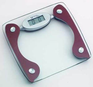 Scales Balance glass and wood personal digital bathroom scales.