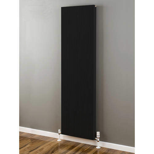 EcoHeat Hadlow Vertical Aluminium Radiator 1526x480 (Jet Black).