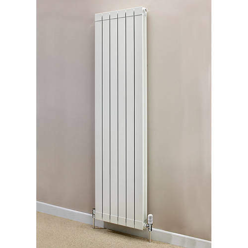 EcoHeat Saxon Vertical Aluminium Radiator & Brackets 1446x260 (White).