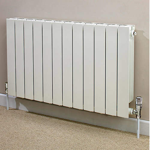 EcoHeat Saxon Horizontal Aluminium Radiator & Brackets 440x660 (White).