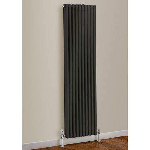 EcoHeat Woburn Vertical Aluminium Radiator 1470x270 (Jet Black).