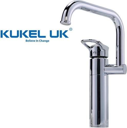 Kukel UK Electric Heated Water Kitchen Mixer Tap With Swivel Spout (Chrome).