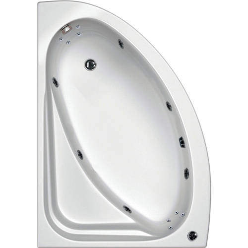 Hydracast Orlando LH Corner Whirlpool Bath With 14 Jets & Panel, 1500x1040.