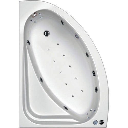 Hydracast Orlando LH Corner Whirlpool Bath With 24 Jets & Panel, 1500x1040.