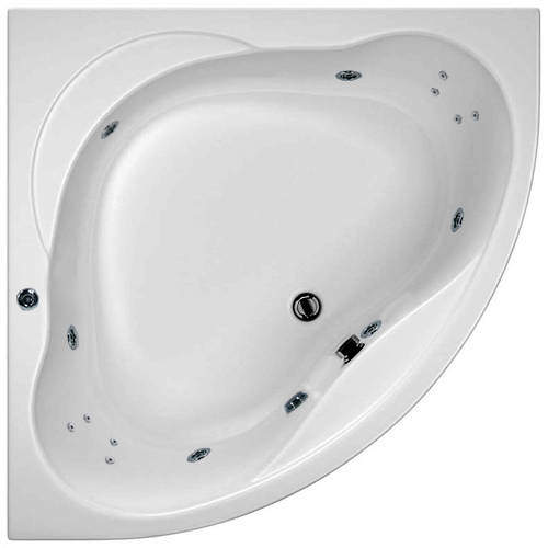 Hydrabath Laguna Corner Whirlpool Bath With 14 Jets & Panel, 1200x1200mm.