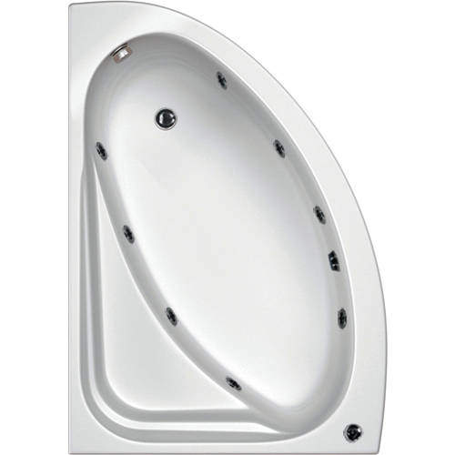 Hydrabath Orlando LH Corner Whirlpool Bath With 8 Jets & Panel, 1500x1040.