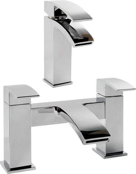 Hydra Asti Waterfall basin & Bath Filler Tap Set (Chrome).