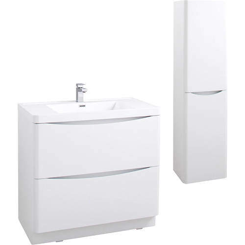 Italia Furniture Bali Bathroom Furniture Pack 02 (Gloss White).