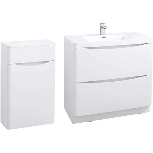 Italia Furniture Bali Bathroom Furniture Pack 05 (Gloss White).