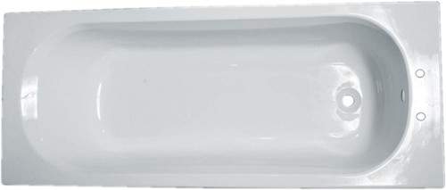 Hydra White Acrylic Bath & Metal Legs (2 Tap Hole).  Size 1700x700mm.