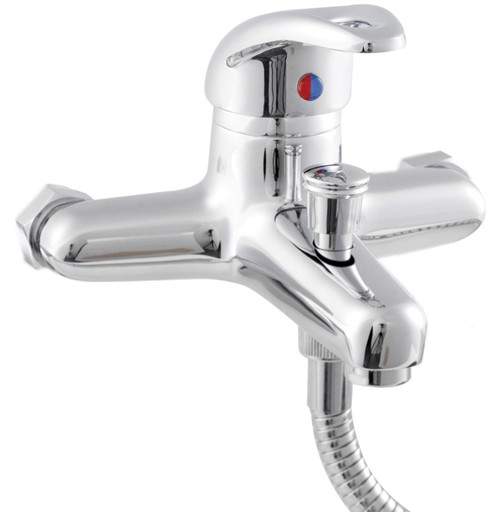 Hydra Wall Mounted Bath Shower Mixer With Shower Kit (Chrome, Single Lever)