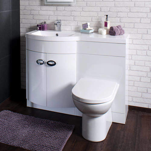 Italia Furniture Vanity Unit Pack With BTW Unit & White Basin (LH, White).