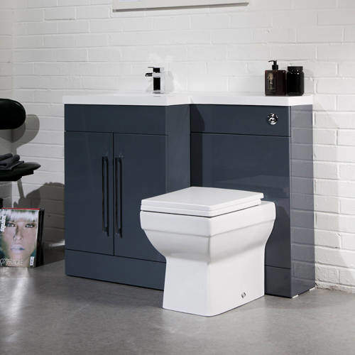 Italia Furniture L Shaped Vanity Pack With BTW Unit & Basin (LH, Anthracite).