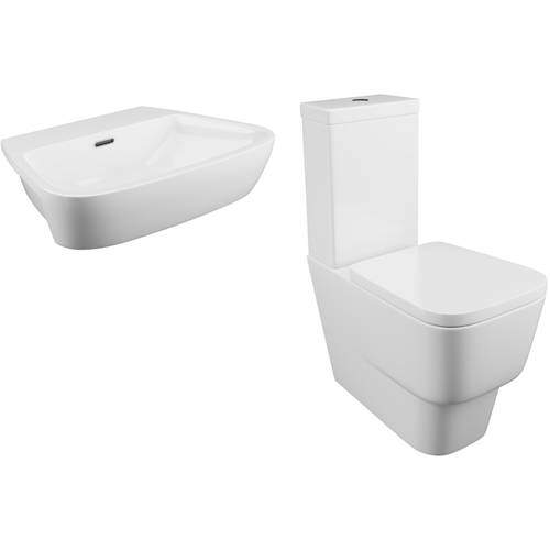 Oxford Dearne Bathroom Suite With Toilet, Cistern, Seat & Semi Recessed Basin.