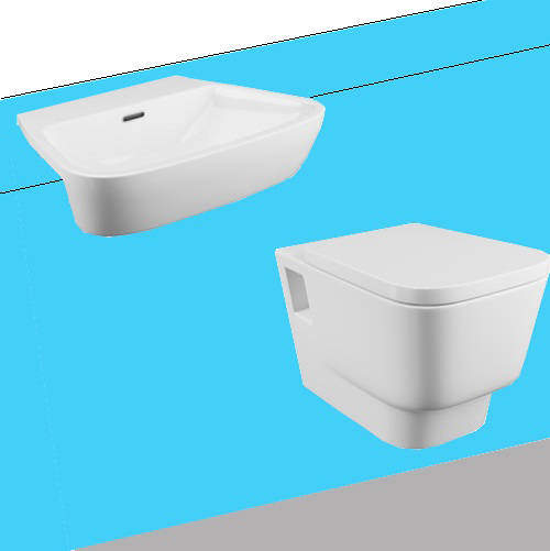 Oxford Dearne Bathroom Suite With Wall Hung Pan & Semi Recessed Basin.