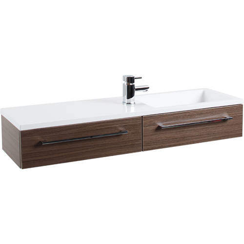 Italia Furniture 1000mm Vanity Unit With Drawer & Basin (Walnut).