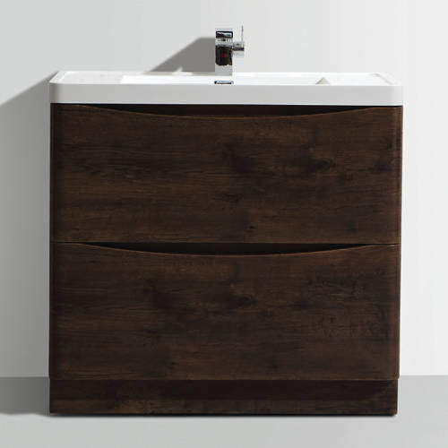 Italia Furniture 900mm Vanity Unit With Basin (Chestnut).