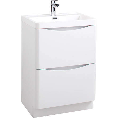 Italia Furniture 600mm Vanity Unit With Basin (Gloss White).