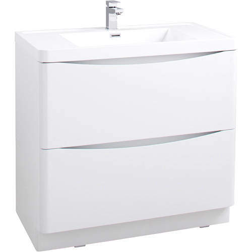 Italia Furniture 900mm Vanity Unit With Basin (Gloss White).