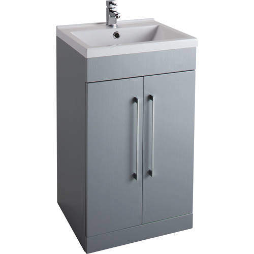 Italia Furniture 500mm Vanity Unit With White Basin (Grey).