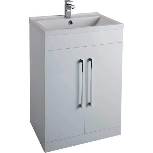 Italia Furniture 600mm Vanity Unit With White Basin (Gloss White).