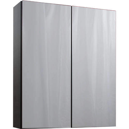 Italia Furniture 2 Door Mirror Bathroom Cabinet 600mm (Black).
