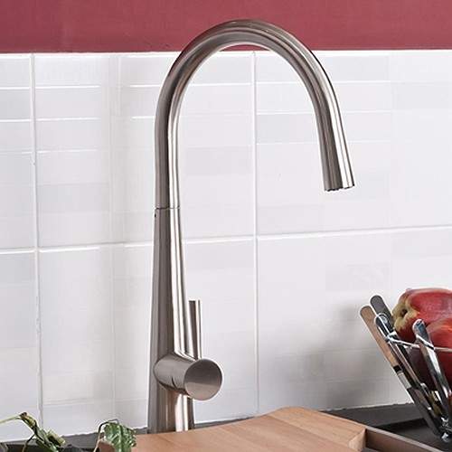 Hydra Della Kitchen Mixer Tap With Single Lever (Brushed Steel).