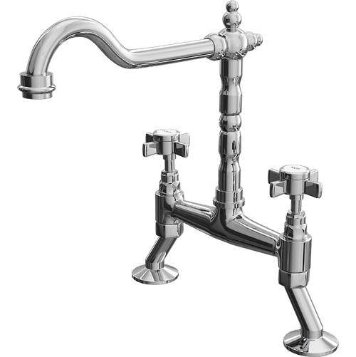 Hydra Cranked Classic Kitchen Tap With Cross Head Handles (Chrome).
